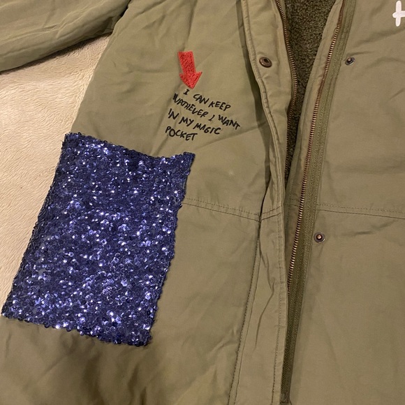 Zara Girls Olive Coat - Picture 2 of 11